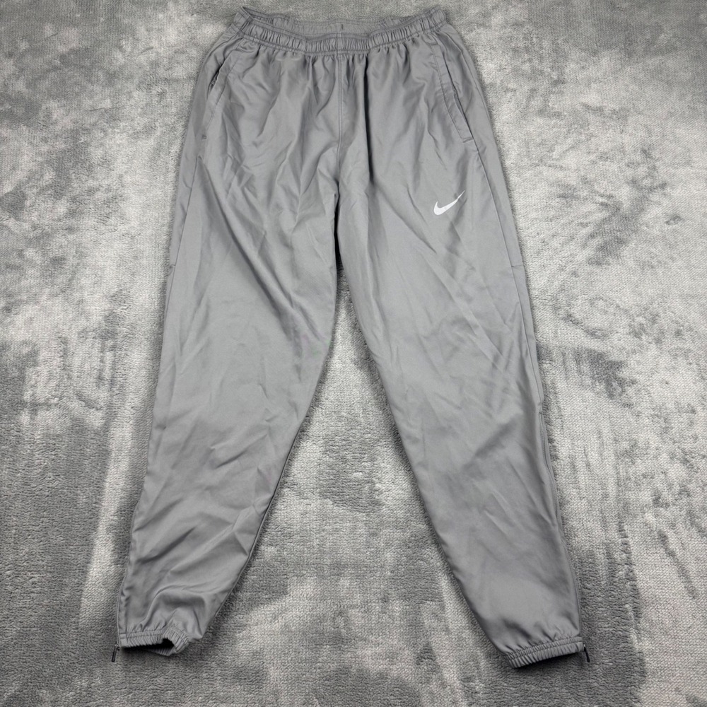 Nike Dri-FIT Mens Grey Tapered Ankle Zip Track Pants Size Medium